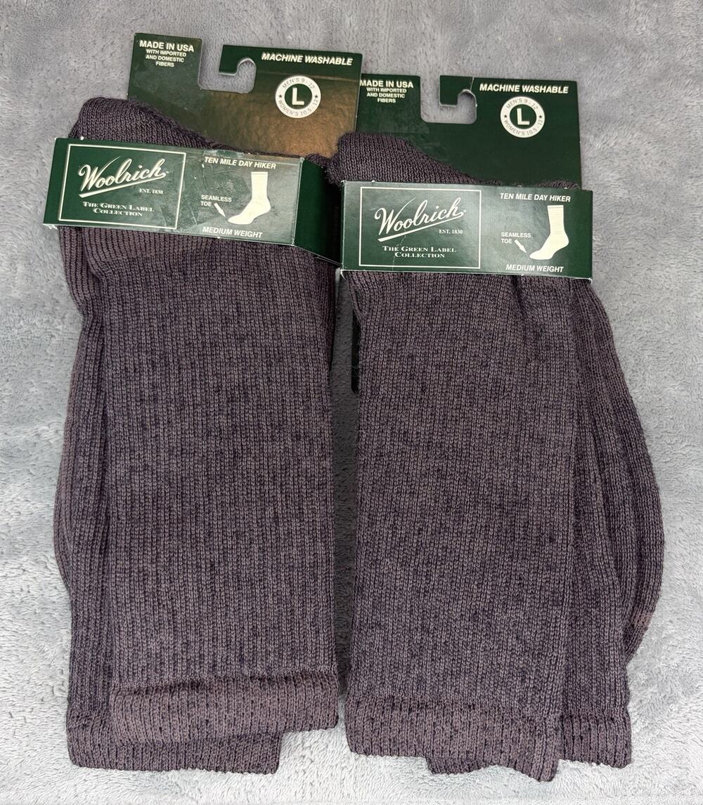 NEW Woolrich Ten Mile Day Hiker Socks Lot of 2 Packs 4 Pairs Grey Medium Weight